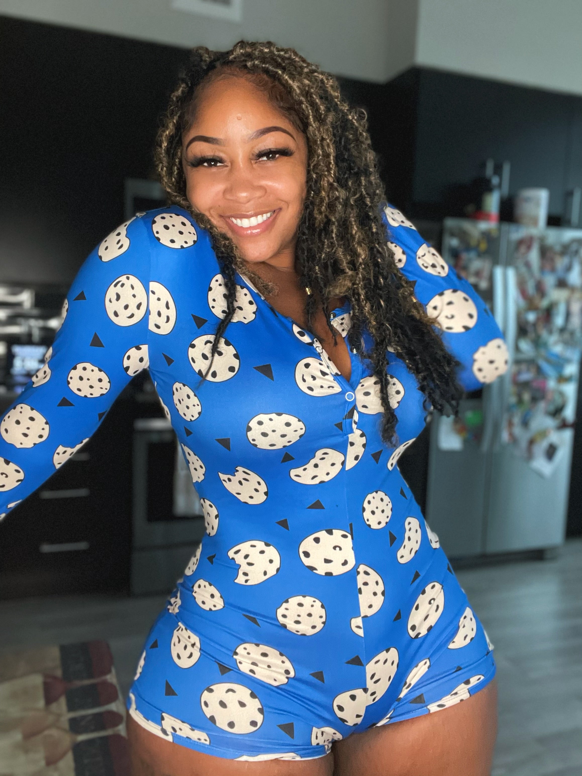 Cookie Monster Shorts onesie - We Stay Pretty